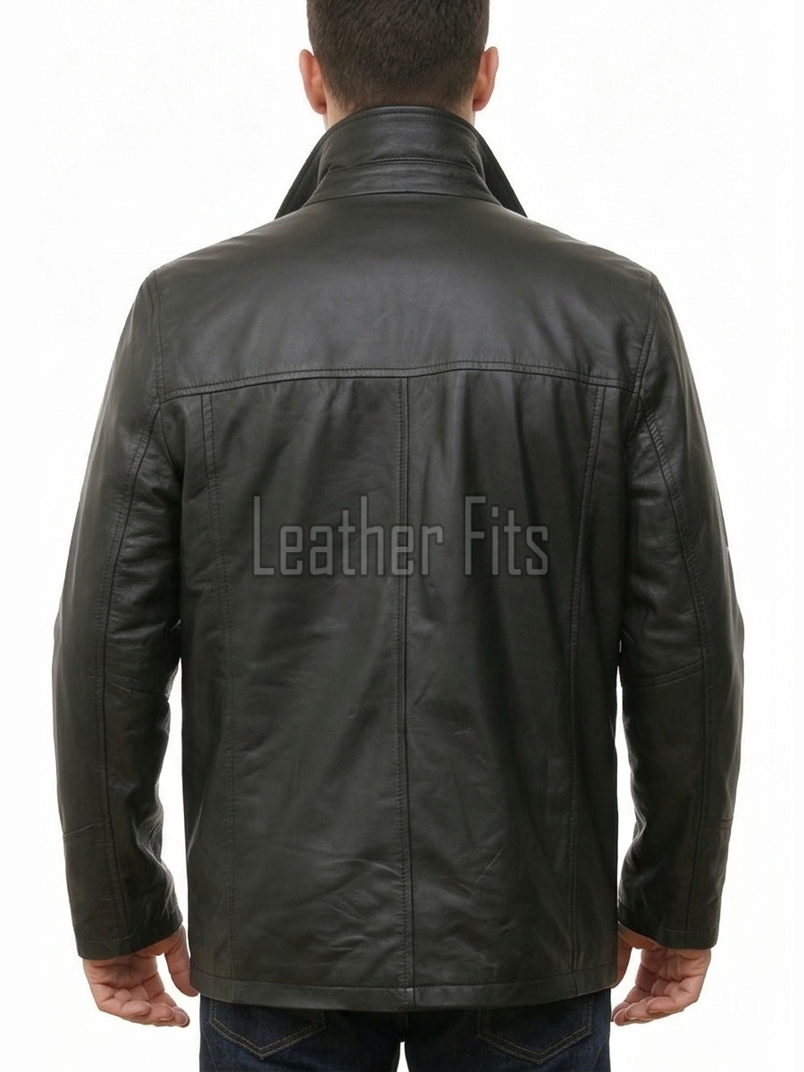 Men Black Leather Blazer Jacket | Premium Lambskin Tailored Car Coat | Luxury Single Breasted Casual Business Outerwear
