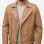 Men Tan Brown Genuine Leather  Jacket - Slim Fit Real Sheepskin Casual Winter Moto Outerwear for Men