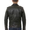 Men Black Premium Genuine Leather Biker Jacket - Classic Cross Zip Slim Fit Real Cowhide Motorcycle Belted Outerwear for Men