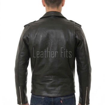 Men Black Premium Genuine Leather Biker Jacket - Classic Cross Zip Slim Fit Real Cowhide Motorcycle Belted Outerwear for Men