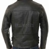 Men Black Genuine Leather Biker Jacket - Slim Fit Real Sheepskin Cross Zip Motorcycle Coat with Double Side Buckles for Men