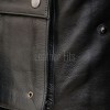 Men Black Premium Genuine Leather Cargo Jacket - Military Stand Collar Slim Fit Real Sheepskin Multi Pocket Casual Outerwear for Men