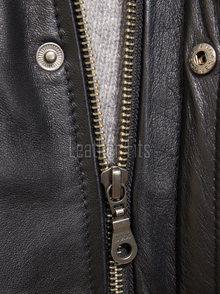 Men Black Premium Genuine Leather Bomber Jacket - Rib Knit Trim Slim Fit Real Sheepskin Central Zip Multi Pocket Casual Outerwear for Men