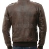 Men Tan Brown Premium Genuine Leather Jacket - Quilted Shoulder Slim Fit Real Sheepskin Asymmetrical Cross Zip Moto Outerwear for Men