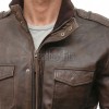 Men Tan Brown Premium Genuine Leather Jacket - Quilted Shoulder Slim Fit Real Sheepskin Asymmetrical Cross Zip Moto Outerwear for Men