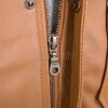 Men Tan Brown Premium Genuine Leather Bomber Jacket - Rib Knit Trim Slim Fit Real Sheepskin Central Zip Flap Chest Pocket for Men
