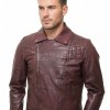 Men Maroon Premium Genuine Leather Biker Jacket - Quilted Shoulder Slim Fit Real Sheepskin Asymmetrical Cross Zip Moto Outerwear for Men