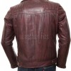 Men Maroon Premium Genuine Leather Biker Jacket - Quilted Shoulder Slim Fit Real Sheepskin Asymmetrical Cross Zip Moto Outerwear for Men