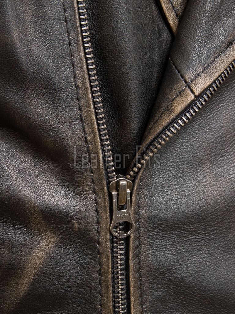 Men Vintage Brown Premium Genuine Leather Biker Jacket - Quilted Shoulder Slim Fit Real Sheepskin Asymmetrical Cross Zip Moto Outerwear Men