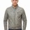 Men Grey Premium Genuine Leather Racer Jacket - Mandarin Snap Collar Slim Fit Real Sheepskin Washed Distressed Moto Outerwear for Men