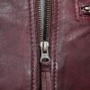 Men Maroon Premium Genuine Leather Racer Jacket - Mandarin Snap Collar Slim Fit Real Sheepskin Burgundy Distressed Moto Outerwear Men