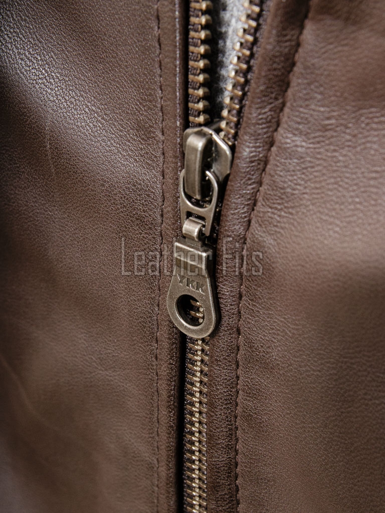 Men Brown Premium Genuine Leather Bomber Jacket - Rib Knit Trim Slim Fit Real Sheepskin MA1 Flight Moto Tactical Outerwear Men