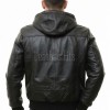 Men Black Premium Genuine Leather Jacket - Detachable Hood Slim Fit Real Sheepskin Casual Central Zip Ribbed Bomber Coat Outerwear Men