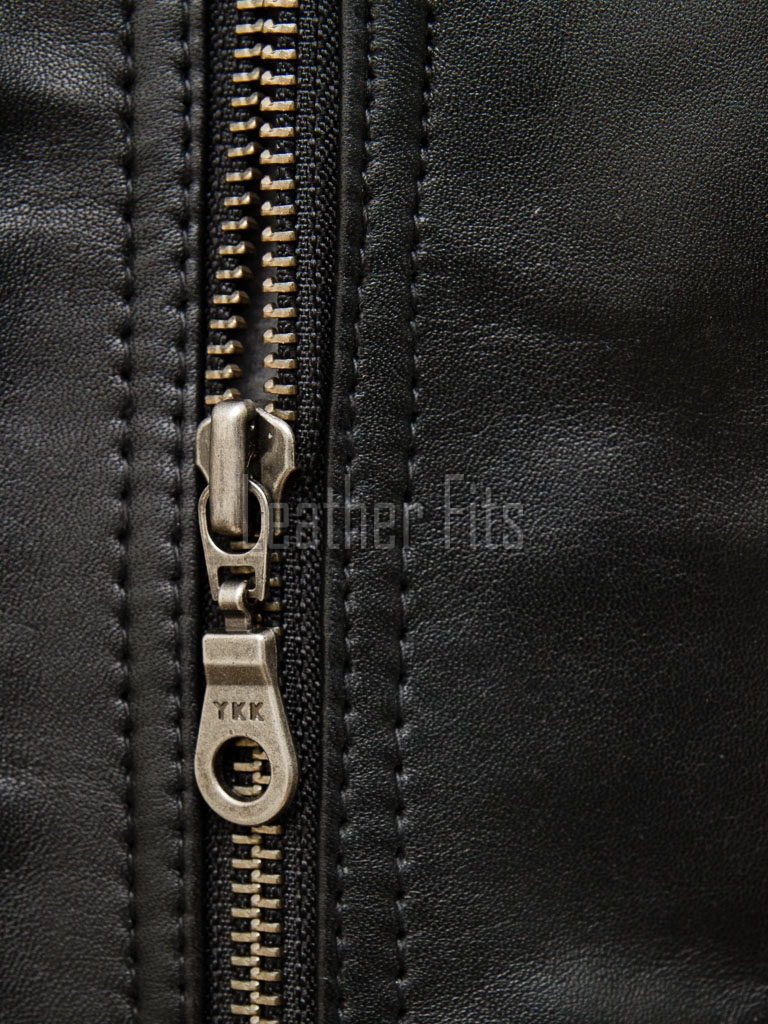 Men Black Premium Genuine Leather Jacket - Detachable Hood Slim Fit Real Sheepskin Casual Central Zip Ribbed Bomber Coat Outerwear Men