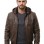 Men Brown Premium Genuine Leather Jacket - Detachable Hood Slim Fit Real Sheepskin Casual Central Zip Ribbed Bomber Coat Outerwear Men