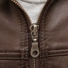 Men Brown Premium Genuine Leather Jacket - Detachable Hood Slim Fit Real Sheepskin Casual Central Zip Ribbed Bomber Coat Outerwear Men