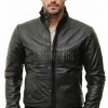 Men Black Premium Genuine Leather Bomber Jacket - Dual Zip Snap Button Flap High Rib Funnel Neck Real Sheepskin Slim Fit Moto Coat Men