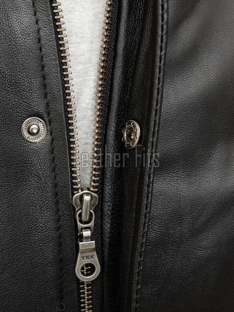 Men Black Premium Genuine Leather Bomber Jacket - Dual Zip Snap Button Flap High Rib Funnel Neck Real Sheepskin Slim Fit Moto Coat Men