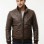 Men Brown Premium Genuine Leather Bomber Jacket - Dual Zip Snap Button Flap High Rib Funnel Neck Real Sheepskin Slim Fit Moto Coat Men
