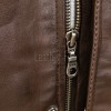 Men Brown Premium Genuine Leather Bomber Jacket - Dual Zip Snap Button Flap High Rib Funnel Neck Real Sheepskin Slim Fit Moto Coat Men