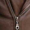Men Brown Premium Genuine Leather Biker Jacket - Asymmetrical Cross Zip Quilted Shoulder Real Sheepskin Slim Fit Cafe Racer Moto Coat Men