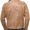 Men Tan Premium Genuine Vintage Leather Quilted Asymmetrical Biker Jacket