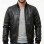 Men Black Premium Genuine Leather Bomber Jacket - Classic Rib Knit Baseball Collar Real Sheepskin Slim Fit Casual Smart Sleek Coat Men
