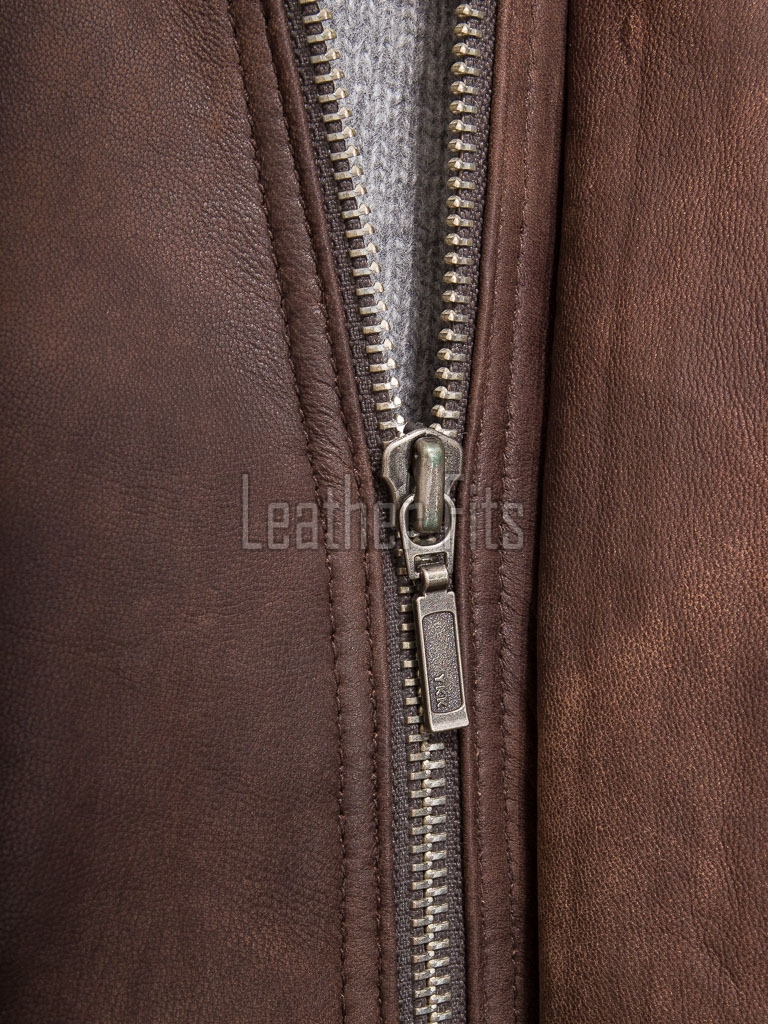 Men Distressed Brown Genuine Leather Jacket - Classic Shirt Collar Aviator Flight Bomber Premium Real Sheepskin Casual Outerwear Coat Men