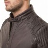 Men Dark Brown Premium Genuine Leather Jacket - Cafe Racer Biker Ribbed Padded Shoulders Slim Fit Real Sheepskin Casual Moto Coat Men