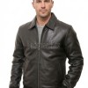 Men Black Premium Genuine Leather Jacket - Classic Shirt Collar Bomber Real Sheepskin Casual Flight Outerwear Elegant Minimalist Coat Men