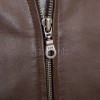 Men Brown Premium Genuine Leather Jacket - Classic Shirt Collar Bomber Real Sheepskin Casual Flight Outerwear Mid-Brown Elegant Coat Men