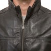 Men Dark Brown Premium Genuine Leather Jacket - Classic Cafe Racer Moto High Stand Collar Urban Sleek Road Stripped Real Sheepskin Coat Men