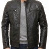 Men Black Premium Genuine Leather Jacket - Multi-Pocket Biker Moto Cafe Racer Snap Tab Collar Real Sheepskin Zipper Cuffs Outerwear Coat Men