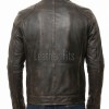 Men Antique Brown Distressed Premium Genuine Leather Jacket - Vintage Biker Moto Cafe Racer Multi-Pocket Snap Tab Collar Sheepskin Coat Men