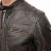 Men Antique Brown Distressed Premium Genuine Leather Jacket - Vintage Biker Moto Cafe Racer Multi-Pocket Snap Tab Collar Sheepskin Coat Men