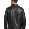 Men Black Classic Genuine Leather Jacket - Timeless Shirt Collar Harrington Cafe Racer Casual Premium Smooth Lambskin Outerwear Coat Men