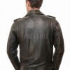 Men Distressed Antique Brown Genuine Leather Jacket - Vintage Brando Biker Moto Asymmetrical Cross Zip Premium Sheepskin Belted Coat Men