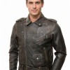 Men Distressed Antique Brown Genuine Leather Jacket - Vintage Brando Biker Moto Asymmetrical Cross Zip Premium Sheepskin Belted Coat Men