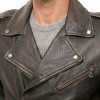 Men Distressed Antique Brown Genuine Leather Jacket - Vintage Brando Biker Moto Asymmetrical Cross Zip Premium Sheepskin Belted Coat Men