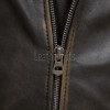 Men Distressed Antique Brown Genuine Leather Jacket - Vintage Brando Biker Moto Asymmetrical Cross Zip Premium Sheepskin Belted Coat Men