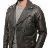 Men Antique Distressed Brown Biker Jacket - Vintage Style Asymmetrical Real Leather Moto Coat with Side Buckle Adjusters Premium Outerwear