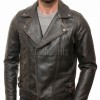 Men Antique Distressed Brown Biker Jacket - Vintage Style Asymmetrical Real Leather Moto Coat with Side Buckle Adjusters Premium Outerwear