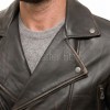 Men Antique Distressed Brown Biker Jacket - Vintage Style Asymmetrical Real Leather Moto Coat with Side Buckle Adjusters Premium Outerwear