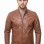 Men Tan Distressed Premium Genuine Leather Quilted Biker Cafe Racer Jacket