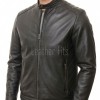 Men Black Leather Jacket - Vintage Cafe Racer Moto Biker Premium Real Sheepskin Padded Shoulder Slim Fit Zip Coat Men Sleek Outerwear