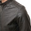 Men Black Leather Jacket - Vintage Cafe Racer Moto Biker Premium Real Sheepskin Padded Shoulder Slim Fit Zip Coat Men Sleek Outerwear