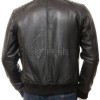 Men Black Leather Bomber Jacket - Vintage Flight Moto Biker Premium Real Sheepskin Padded Shoulder Rib-Knit Slim Fit Zip Coat Men Outerwear
