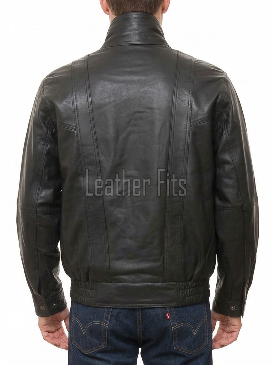 Men Black Leather Bomber Jacket - Vintage Multi-Pocket Pilot Moto Flight Premium Real Sheepskin High Funnel Neck Casual Zip Coat Men Outerwear