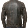 Men Distressed Brown Genuine Leather Vintage Cafe Racer Biker Jacket