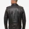 Men Black Leather Biker Jacket - Classic Asymmetric Cross Zip Moto Rider Premium Real Sheepskin Belted Heavy Metal Rock Rocker Men Outerwear